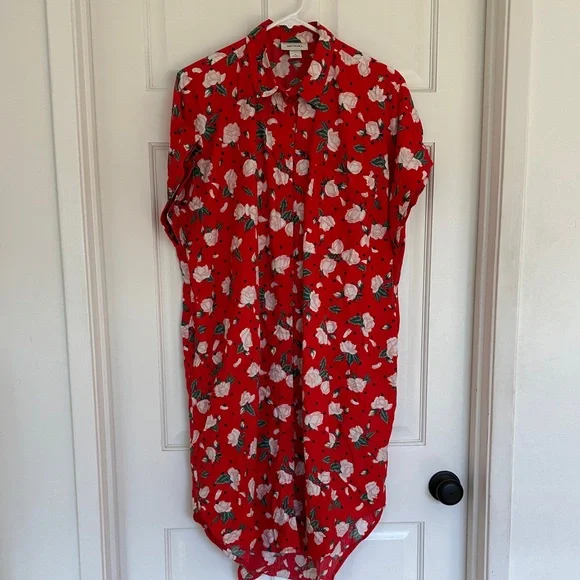 Monki Cotton Button Down Dress Hawaiian Floral Print - Picture 1 of 4